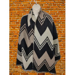 WOMENS FAT FACE ONE SIZE BLACK ZIGZAG SOFT KNIT CASUAL BLANKET SHAWL SCARF WRAP