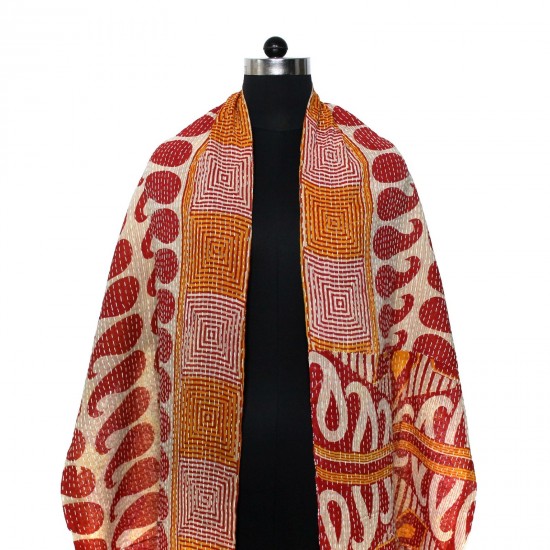 Vintage Kantha Scarf Cotton Bandana Sew Long Reversible Scarf Hijab Scarves