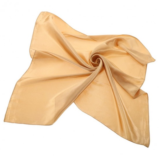 2pcs Women Lady Solid Color Wrap Scarf Fashion Square Scarf Accessory (Golden)