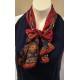LIZ CLAIBORNE ACCESORIOS 1991 Scarf Estilizada Floral Silk Feel Japón Rojo Verde 10x52