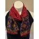 LIZ CLAIBORNE ACCESORIOS 1991 Scarf Estilizada Floral Silk Feel Japón Rojo Verde 10x52