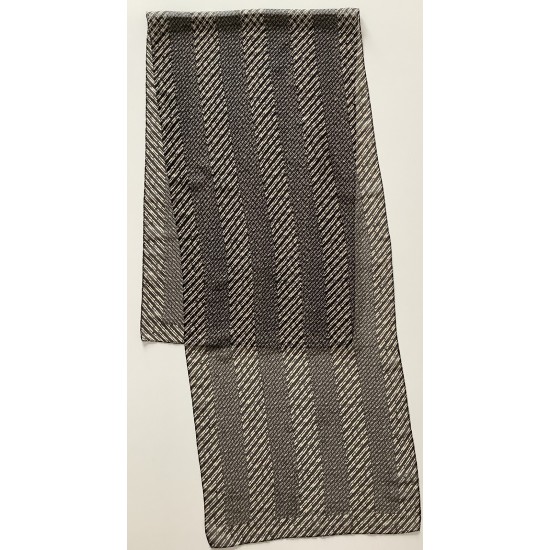 Una Scarf de gasa vintage a rayas negras y marfil para dama