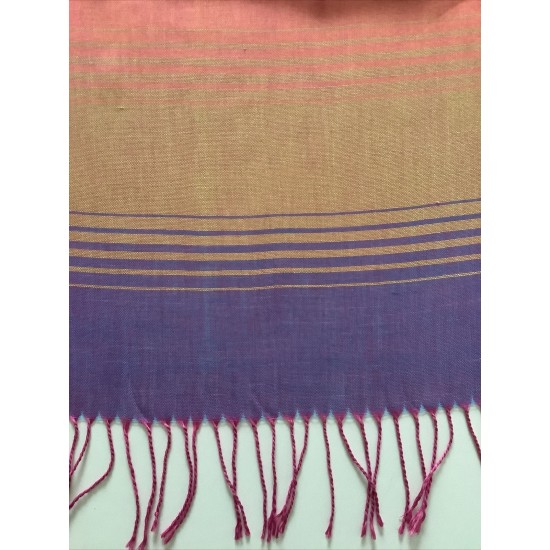 Scarf con flecos vintage moderna diseño a rayas rosas 11 A para dama