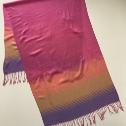 Scarf con flecos vintage moderna diseño a rayas rosas 11 A para dama