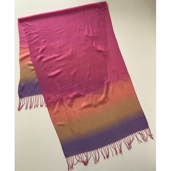 Scarf con flecos vintage moderna diseño a rayas rosas 11 A para dama