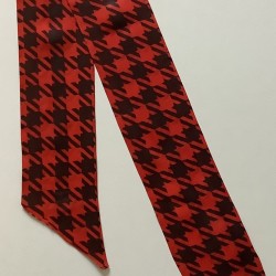 Scarf de doble capa vintage de diseño a cuadros 22 A negro y rojo para dama