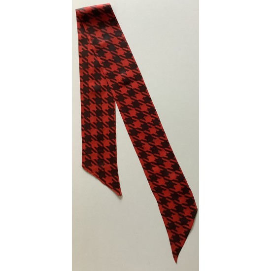 Scarf de doble capa vintage de diseño a cuadros 22 A negro y rojo para dama