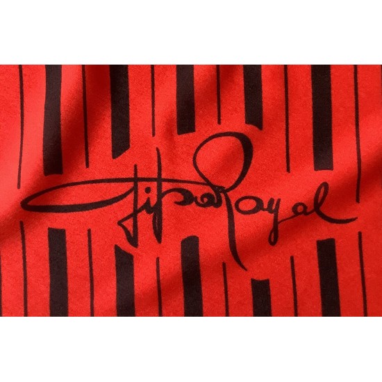 Una Scarf de gasa vintage Square de 29 pulgadas a rayas rojas y negras de Tipo Royal