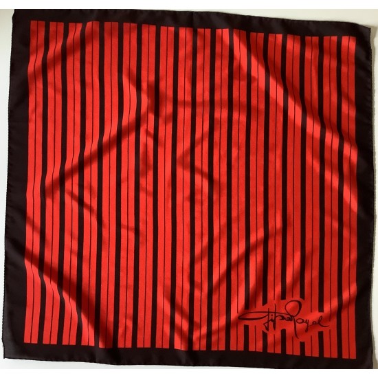 Una Scarf de gasa vintage Square de 29 pulgadas a rayas rojas y negras de Tipo Royal