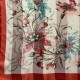 D4 A Scarf a Rayas Square 38 Pulgadas Diseño Flor Roja Preciada de Gasa y Satén