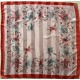 D4 A Scarf a Rayas Square 38 Pulgadas Diseño Flor Roja Preciada de Gasa y Satén
