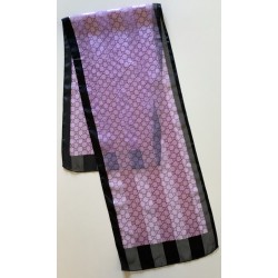 33 A Scarf Abstracta Moderna Vintage Negra y Rosa de Gasa y Satén a Rayas