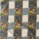 Scarf vintage Square de 27 pulgadas con diseño de flores a cuadros grises de Boselli