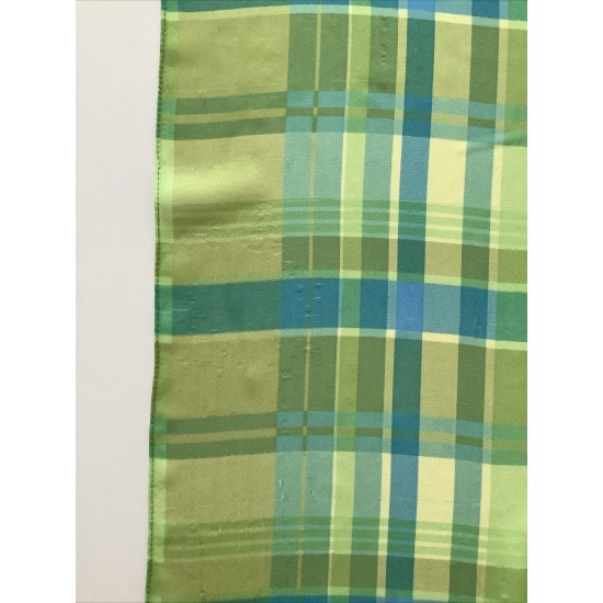 Scarf de gasa vintage con diseño a cuadros verde y azul 6 A