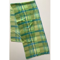 Scarf de gasa vintage con diseño a cuadros verde y azul 6 A
