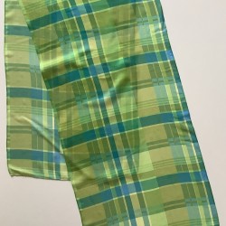 Scarf de gasa vintage con diseño a cuadros verde y azul 6 A