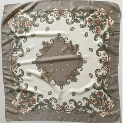 Scarf vintage Square de 31 pulgadas con diseño de flores beige y marfil 77 A de Littlewoods