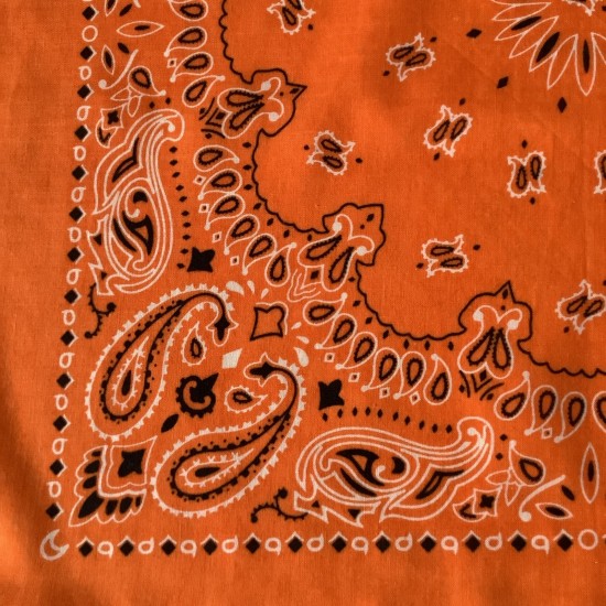 Scarf Bandana 96 An Orange Paisley Design 21 Pulgadas Square Vintage 100% Algodón