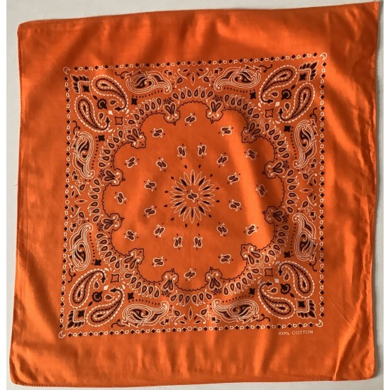 Scarf Bandana 96 An Orange Paisley Design 21 Pulgadas Square Vintage 100% Algodón