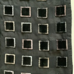 A Black Geometric Design Vintage Chiffon & Velvet Double Layer Scarf
