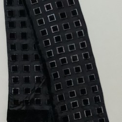 A Black Geometric Design Vintage Chiffon & Velvet Double Layer Scarf