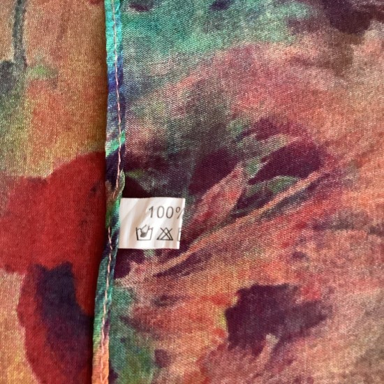 Scarf Bandana B A Poppy Design 21 Pulgadas Vintage 100% Silk Feel Gasa
