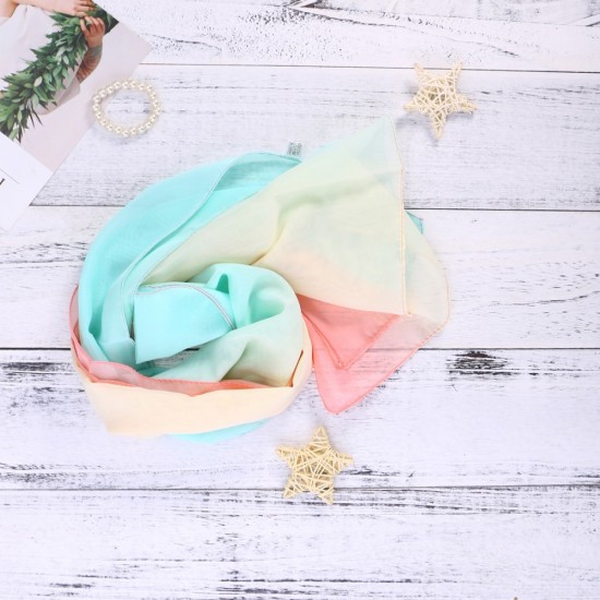 Scarf elegantes únicas para Women Scarf de gasa color degradado (azul cielo y rosa)
