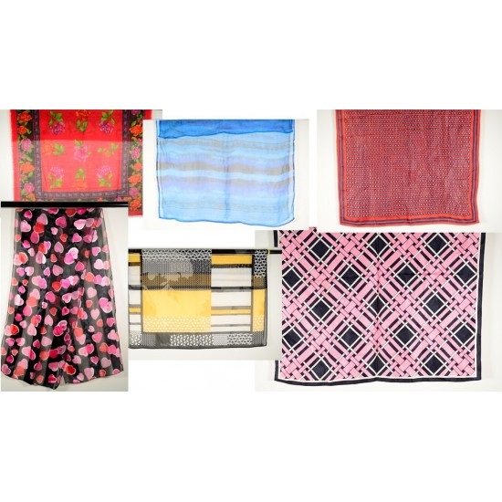 Lot of Six 6 Unbranded Small Square Large Square Long Rectangle Scarves Scarf