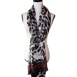 INC Women's Printed Animal Wrap Scarf With Striped Border $44.50 MSRP NEW