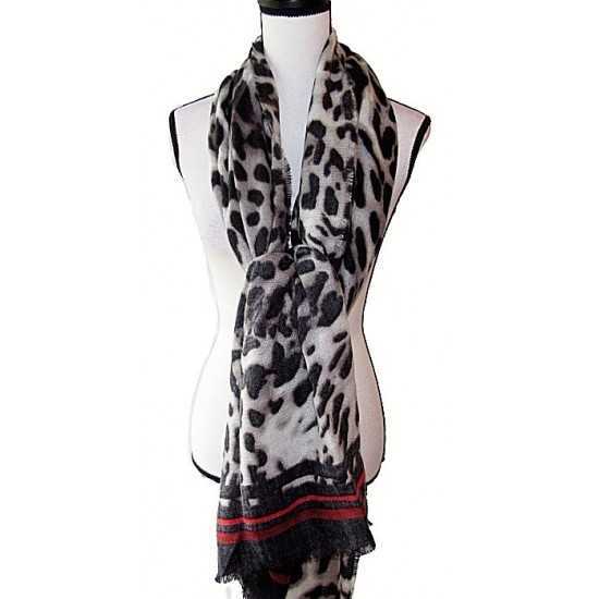 INC Women's Printed Animal Wrap Scarf With Striped Border $44.50 MSRP NEW