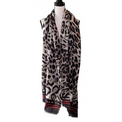 INC Women's Printed Animal Wrap Scarf With Striped Border $44.50 MSRP NEW