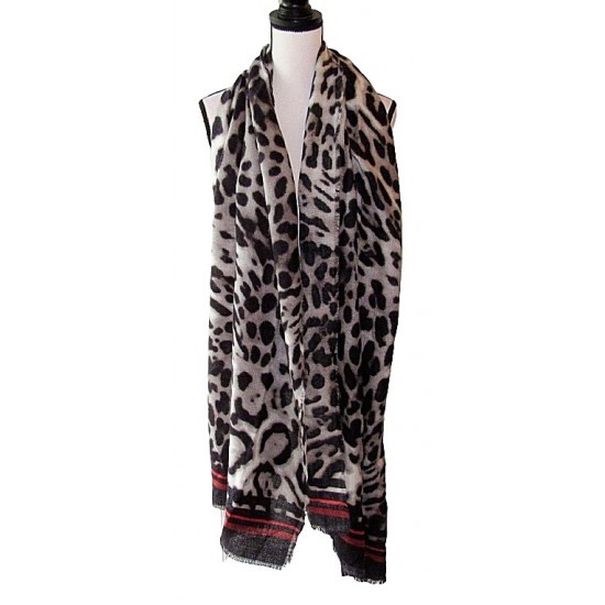 INC Women's Printed Animal Wrap Scarf With Striped Border $44.50 MSRP NEW