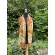 Vintage Rust Brown Whimsical Floral 100% Silk Scarf Marina D'este