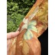 Vintage Rust Brown Whimsical Floral 100% Silk Scarf Marina D'este