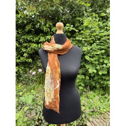 Vintage Rust Brown Whimsical Floral 100% Silk Scarf Marina D'este