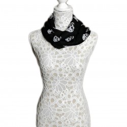 Scarf de Women negra blanca cuello calavera Scarf largas de gasa