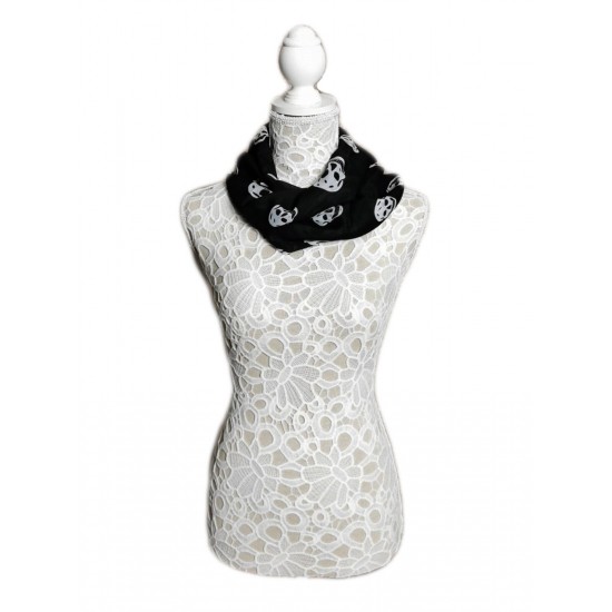 Scarf de Women negra blanca cuello calavera Scarf largas de gasa