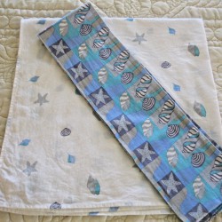 2 Scarf DE ALGODÓN VINTAGE DE SEGRETS Printed DE SOL MOTIVO DE CONCHA MARINA