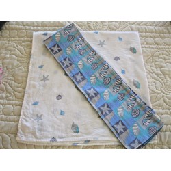2 Scarf DE ALGODÓN VINTAGE DE SEGRETS Printed DE SOL MOTIVO DE CONCHA MARINA