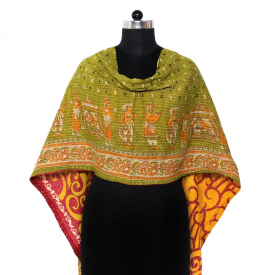 Cotton Kantha Scarf Head Wrap Dupatta Headband Collar Neckerchief Scarves