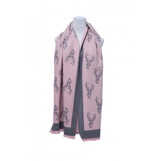 Scarf de ciervo de tartán supersuaves - rosa oscuro