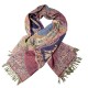 Elegant Print Wool Scarf Shawl Burgundy Gold