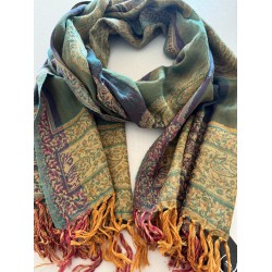 Codello Verde Paisley Grande 100% Lana Scarf Pashmina Estola 50x190 cm