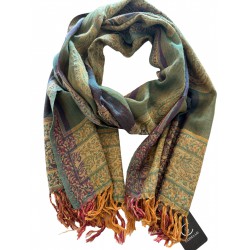 Codello Verde Paisley Grande 100% Lana Scarf Pashmina Estola 50x190 cm