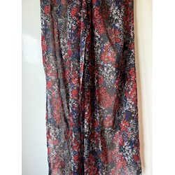 Red Navy Blue Black Floral Ditsy Print Chiffon Scarf Light Spring Wrap Cover Up