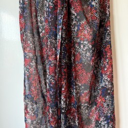 Red Navy Blue Black Floral Ditsy Print Chiffon Scarf Light Spring Wrap Cover Up